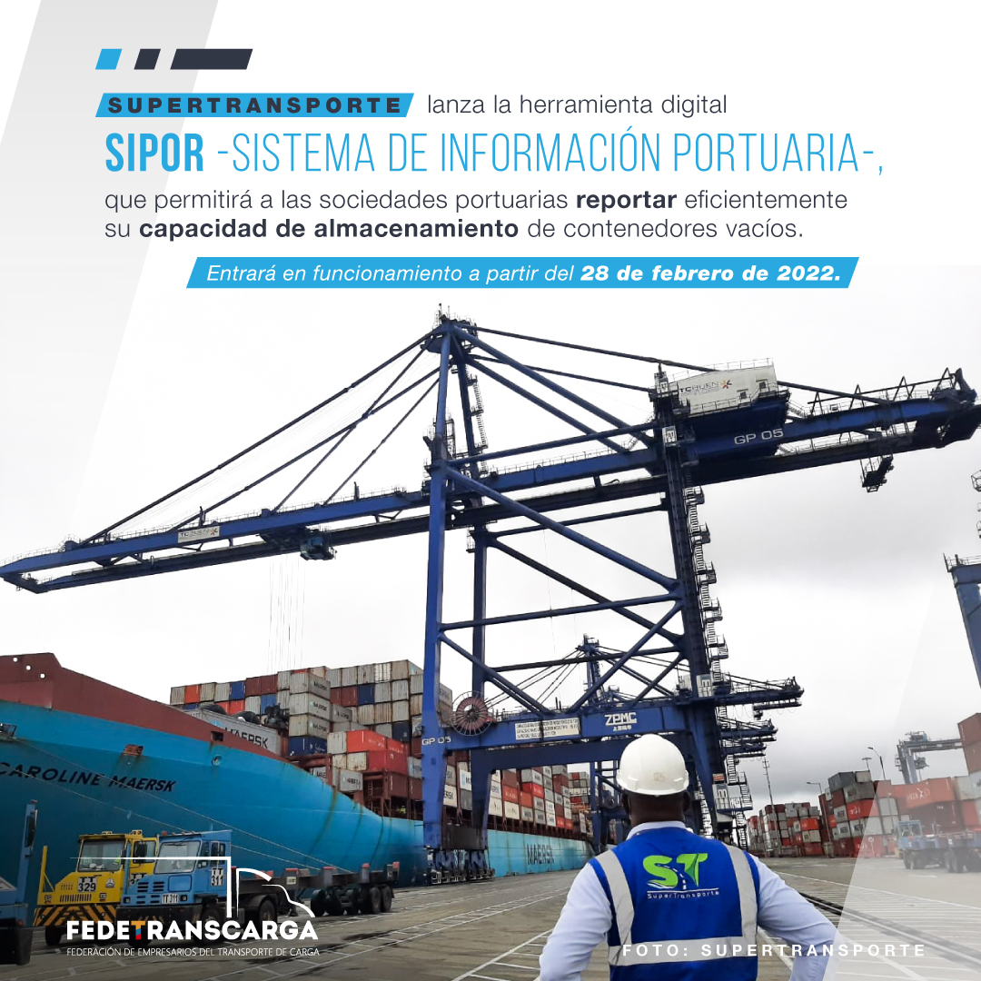 fedetranscarga's tweet photo. La herramienta digital #SIPOR comenzará a operar desde el lunes 28 de febrero con el fin de realizar seguimiento para aquellos agentes que participan en las operaciones #logísticas #portuarias, en miras a alcanzar una mayor eficiencia.
·
#fedetranscarga #puertos #transporte https://t.co/cCSvSTRo1b