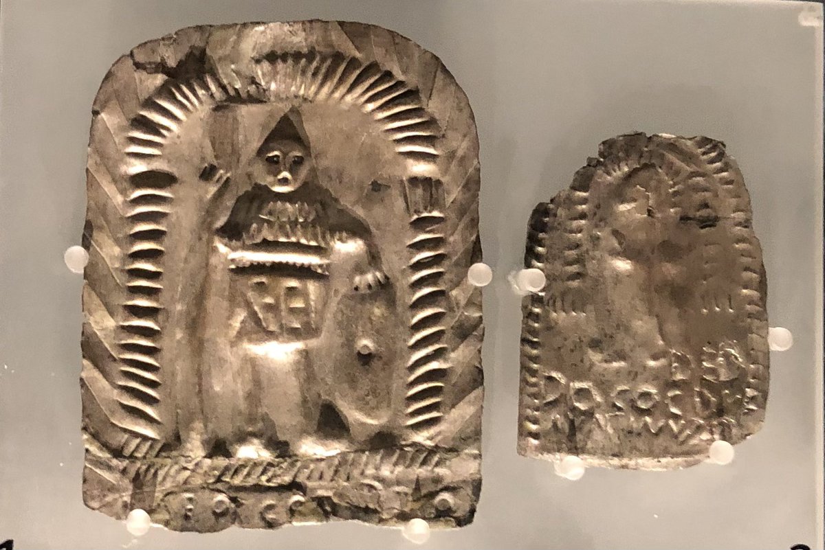 gabbyheffernan's tweet photo. Getting to spend time with objects like these silver plaques from #Bewcastle #Roman fort is why I love my job.
They represent the local #Cumbrian god Cocidius, who predated the Roman invasion but endured and is found at several Roman sites along #HadriansWall. https://t.co/ggT7p5xLfQ