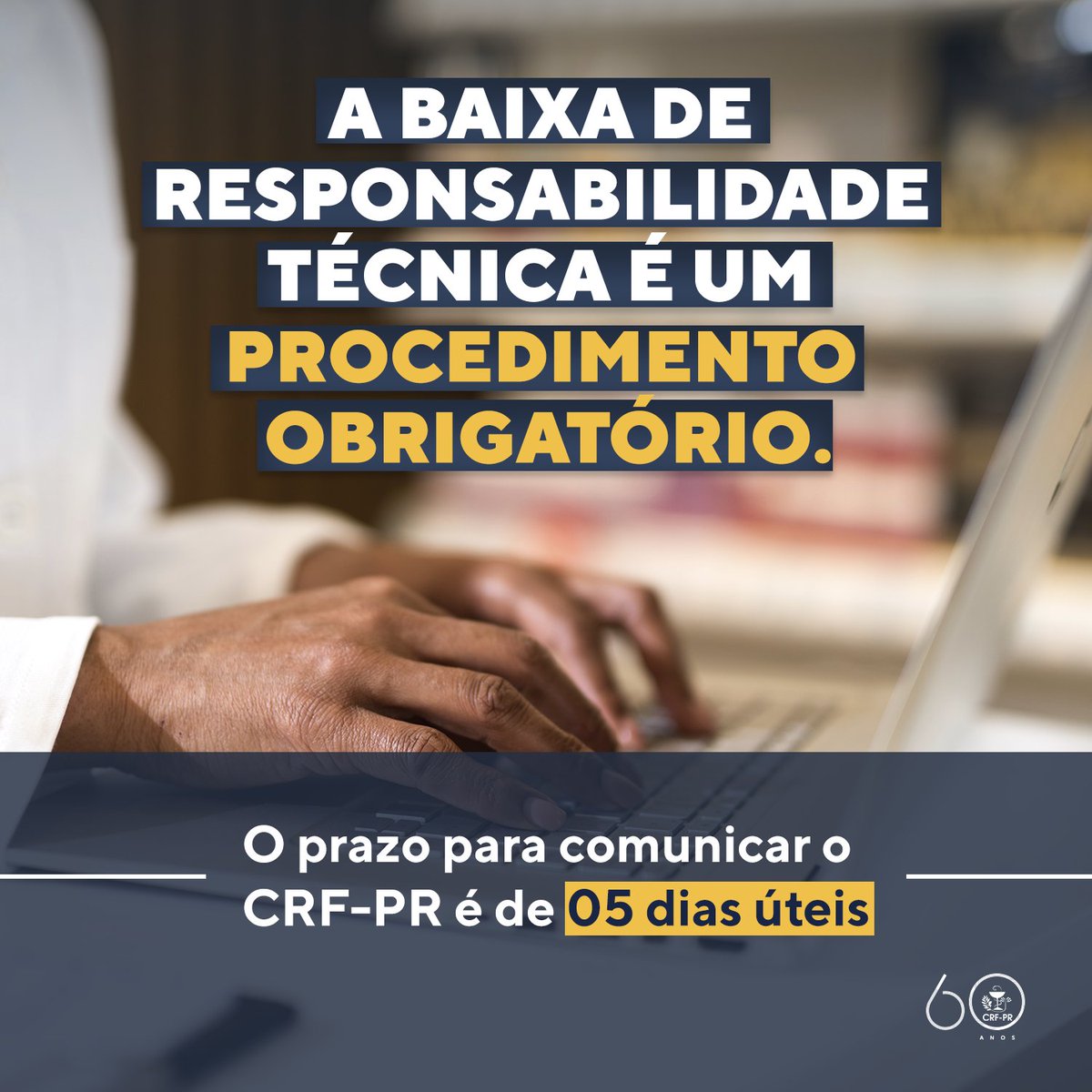 A Baixa de Responsabilidade Técnica é um procedimento obrigatório a ser realizado pelo farmacêutico a partir do momento em que rescinde o contrato e/ou deixa de prestar serviço a um estabelecimento ou empresa. Leia mais crf-pr.org.br/noticia/visual…