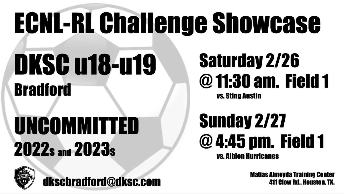 Check out our full PLAYER PROFILES for UNCOMMITTED 2022s and 2023s. dkscbradford.com 
Then come see them play this weekend in Houston.