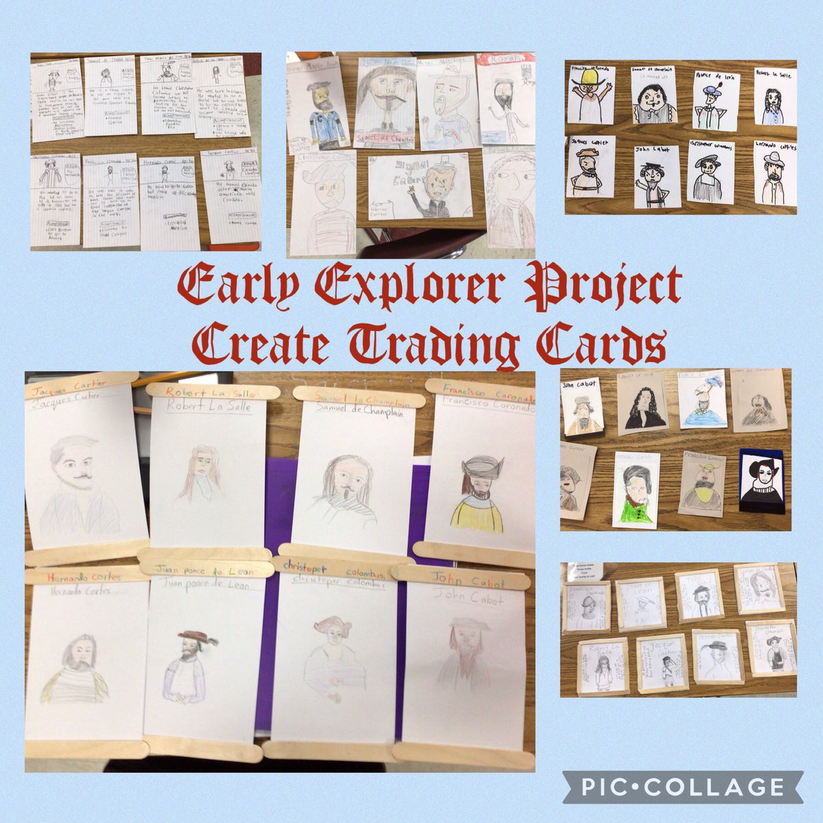 LynnCashell's tweet photo. Early Explorer Projects: create a timeline, board game, trading cards, map, etc., to demonstrate what you learned about each of the English, Spanish, and French Explorers we studied. #Room221 #gvlearns #gvfeeling https://t.co/sptc0MJZK7