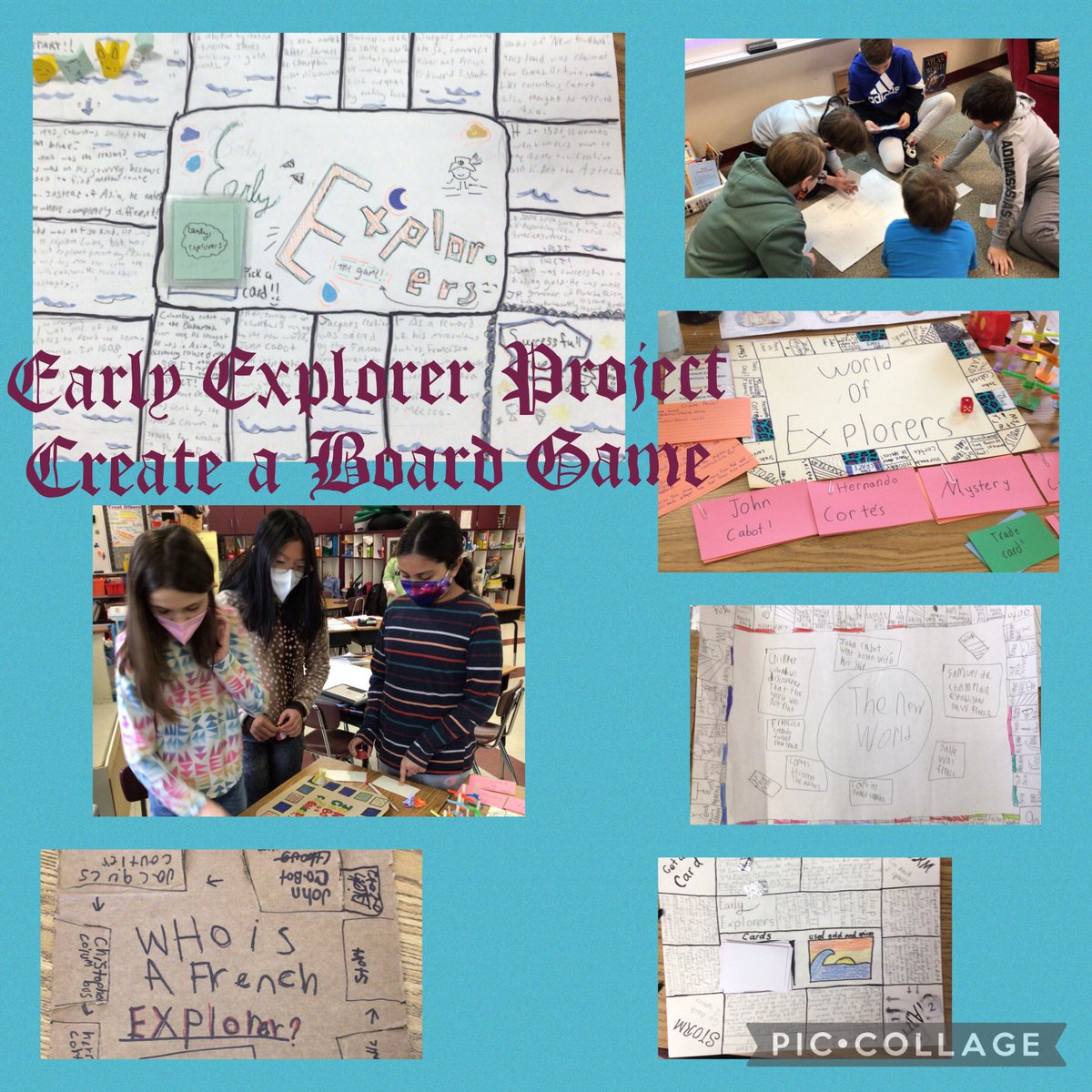 LynnCashell's tweet photo. Early Explorer Projects: create a timeline, board game, trading cards, map, etc., to demonstrate what you learned about each of the English, Spanish, and French Explorers we studied. #Room221 #gvlearns #gvfeeling https://t.co/sptc0MJZK7