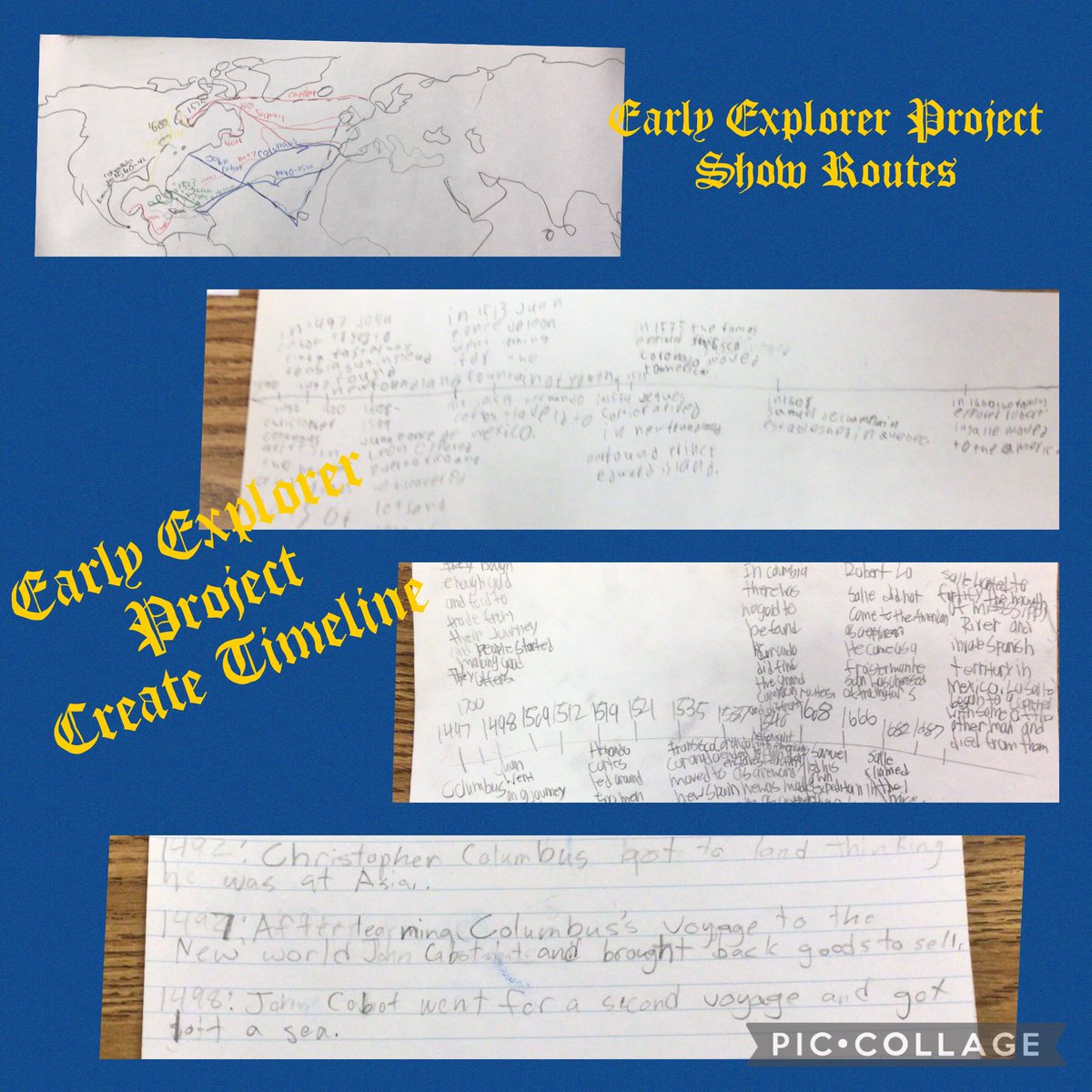 LynnCashell's tweet photo. Early Explorer Projects: create a timeline, board game, trading cards, map, etc., to demonstrate what you learned about each of the English, Spanish, and French Explorers we studied. #Room221 #gvlearns #gvfeeling https://t.co/sptc0MJZK7