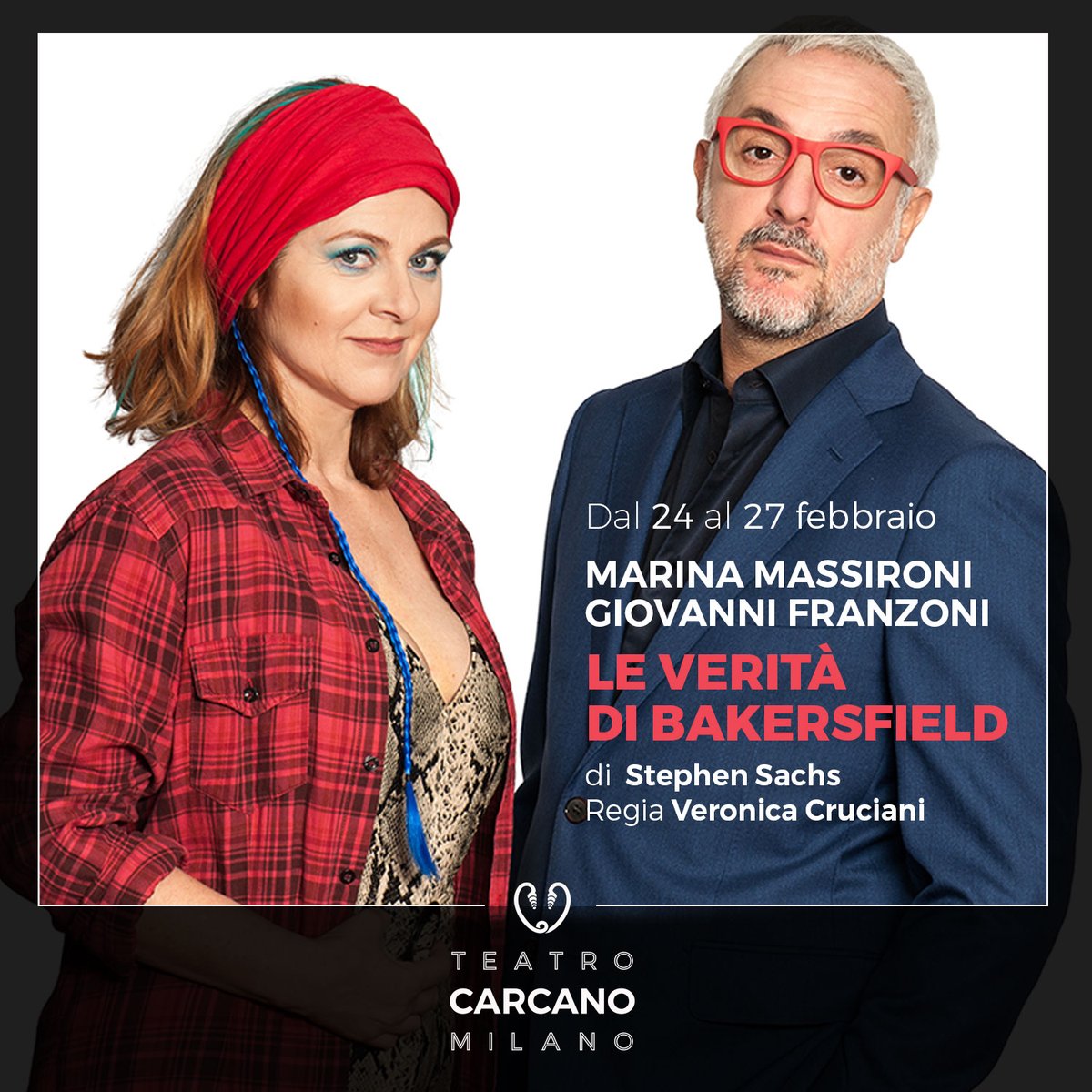 TeatroCarcano's tweet photo. 𝗟𝗲 𝘃𝗲𝗿𝗶𝘁𝗮̀ 𝗱𝗶 𝗕𝗮𝗸𝗲𝗿𝘀𝗳𝗶𝗲𝗹𝗱
con Marina Massironi e Giovanni Franzoni 
👉🏼 al #TeatroCarcano dal 24 al 27 febbraio
🎟️ Acquista online su https://t.co/nWmgSV9ie9
📧 info@teatrocarcano.com
Grazie a https://t.co/Us3SLf3xYG Nidodiragno CMC produzioni https://t.co/gAandacjtT