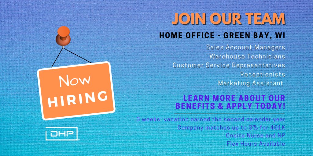 Apply Now! DHP genuinely cares about the good and meaningful work that the dental industry provides. Our employees' focus and passion for Next Level Sales and Service insure our customers’ success and their patients’ satisfaction. Apply today at dhpsupply.com/company/careers.