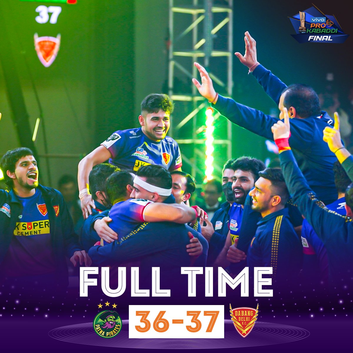 RakeshYadavln's tweet photo. Congratulations to #DabangDelhiKC on winning the maiden #ProKabaddi title.

#DabangDelhi  • #PATvDEL #PatnaPirates #PKLfinal #Prokabaddifinal #NaveenKumar 
@DabangDelhiKC https://t.co/lTfqAUy4rX