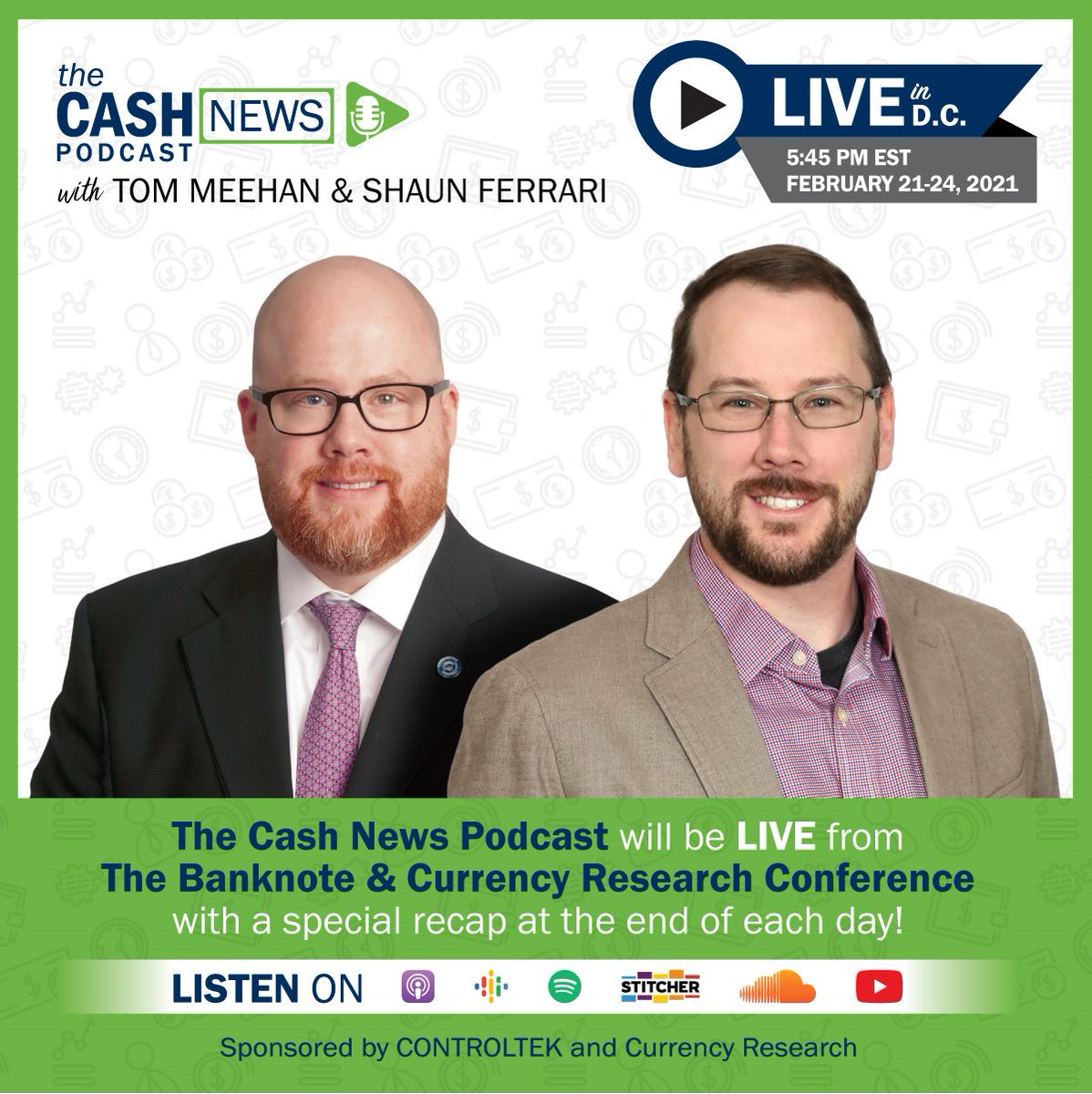 TheCashNewsPod's tweet photo. Miss the live @TheCashNewsPod broadcast from the Banknote &amp; @CurrencyResearc Conference? You can watch a recording of the live feed here: https://t.co/1p0NWrp7WU

#iccos #cash #currency #CBDC #crypto #coin #atm #cashsecurity #artificialintelligence #ai @tomsitlogic https://t.co/bEsQykITSO