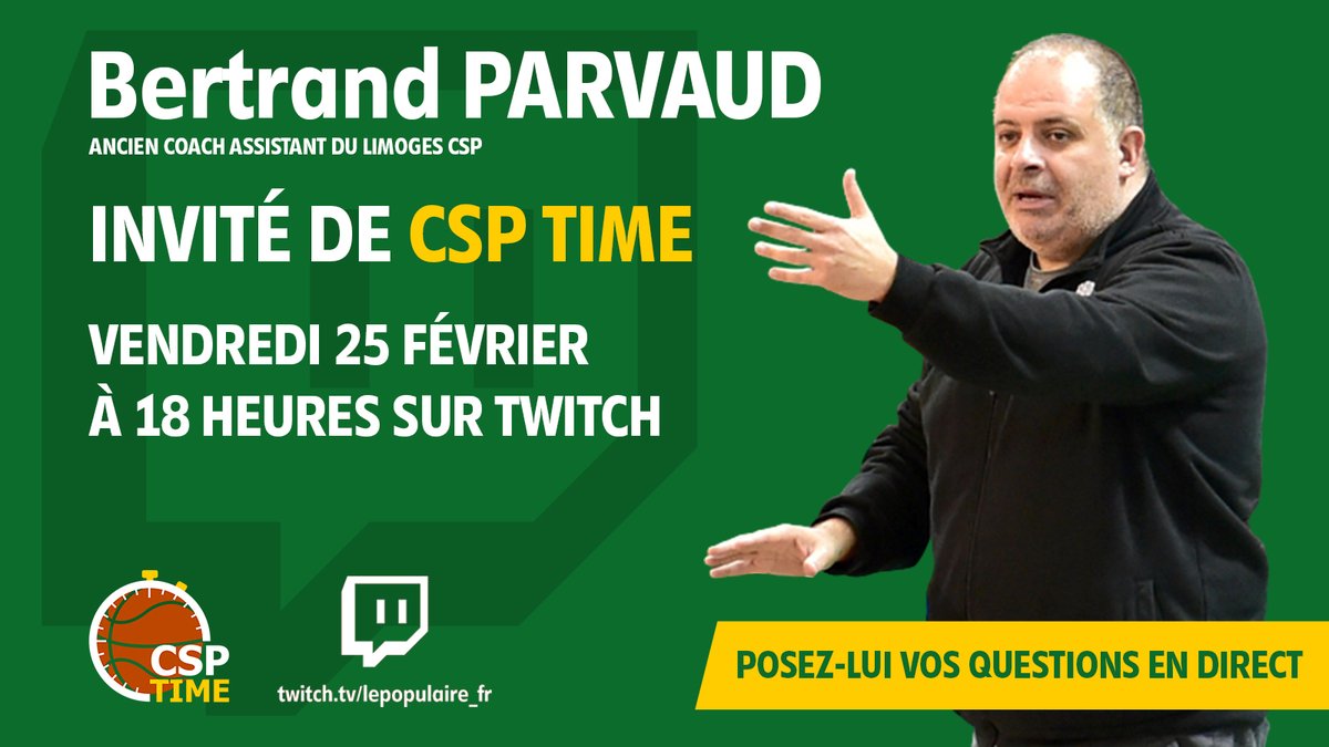 LePopu_sports's tweet photo. 🟣 [LIVE] #CSPtime avec l'ancien coach assistant du @limogescsp Bertrand Parvaud, ça commence dans quelques instants sur notre chaîne Twitch : https://t.co/yQWAxRIArf

#BasketBall #Limoges #BetclicElite #CSPnation https://t.co/tuTrYFSBs6