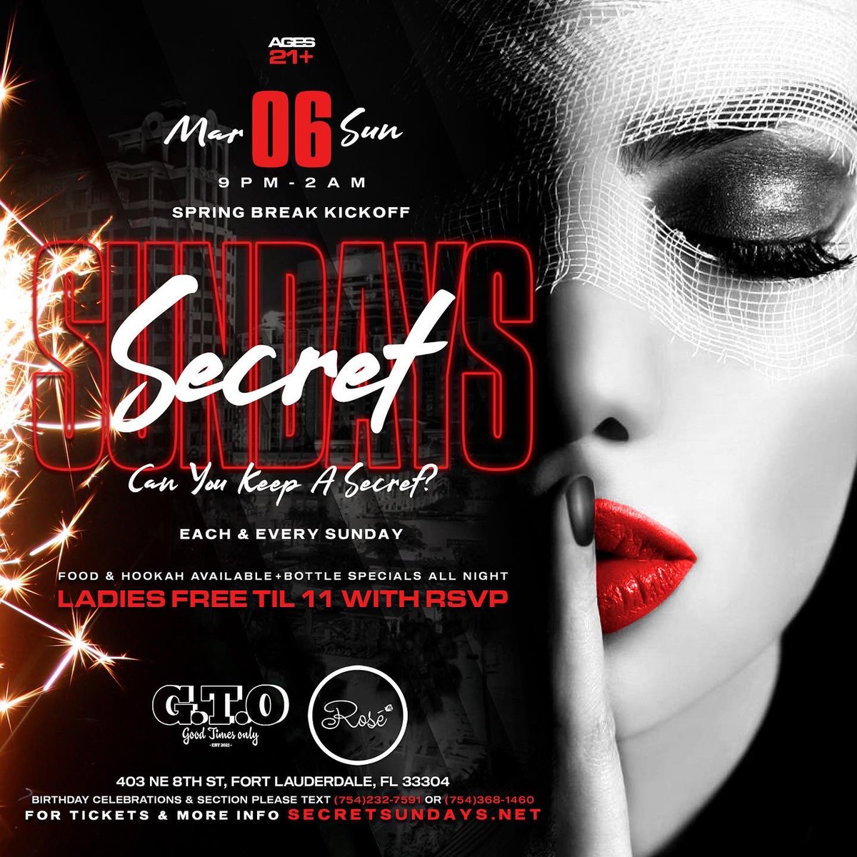 whoFRAMEDroger's tweet photo. spring break, don’t miss out ☀️🌴 movies only! 🎬 for tix: https://t.co/HhGzD84ttE

mar. 6th #SecretSundays: spring break kickoff (each &amp; every sunday) 🤫🔮

mar. 10th #AnythingButSober: all u can drink juice party 🥤😵💦

mar. 19th #SoFloRosé: luxury rooftop pool party 🌹🌊 https://t.co/nljcuCdCOv