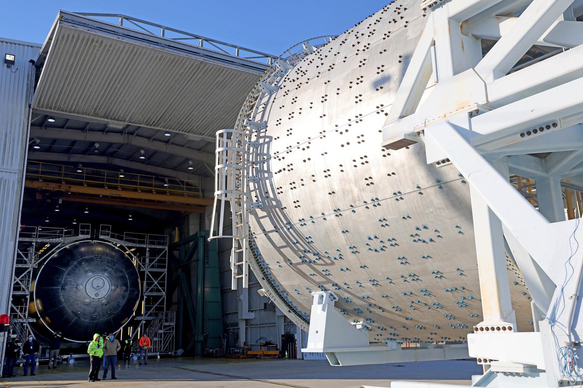 While the engine section is still being outfitted, crews attached an engine section aft simulator during proof testing.