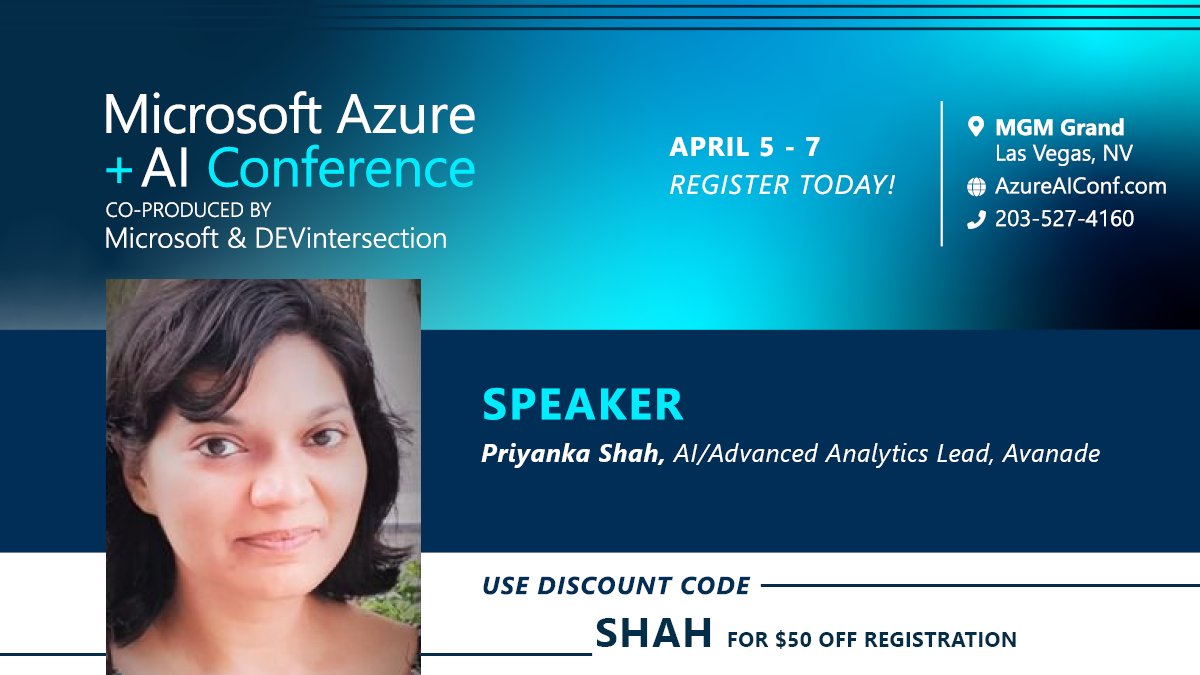 NextGenAIConf's tweet image. Join @fuzzymind1 from IN-PERSON at @AzureAIConf this April 5-7 in Las Vegas

Learn more &amp;amp; Reg: AzureAIConf.com

2 sessions
*ML.NET &amp;amp; BERT: Q &amp;amp; A bot &amp;amp; Financial Sentiment Analysis with BERT-SQUAD &amp;amp; FinBERT
*Real time Computer vision analytics w/ @Azure