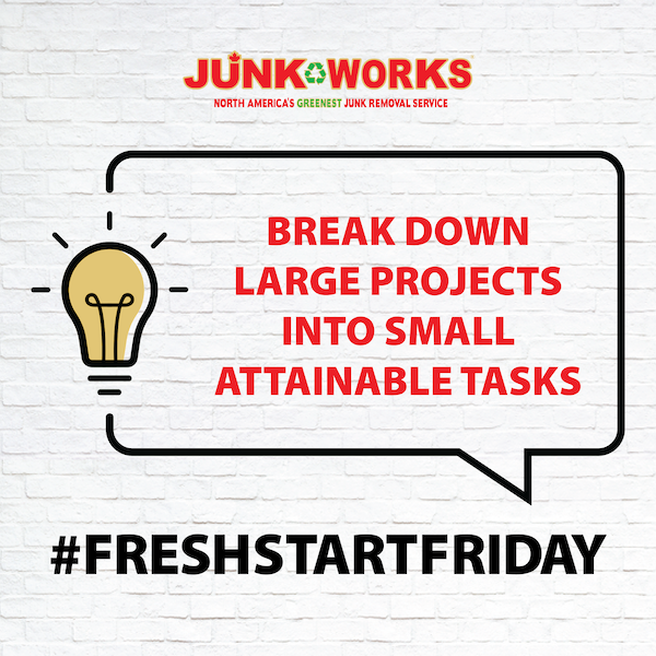HalifaxJunk's tweet photo. You can have a fresh start all year long, not just in January. We recommend breaking down large projects into small attainable tasks! #FreshStartFriday https://t.co/g5Mr1VRpSF
