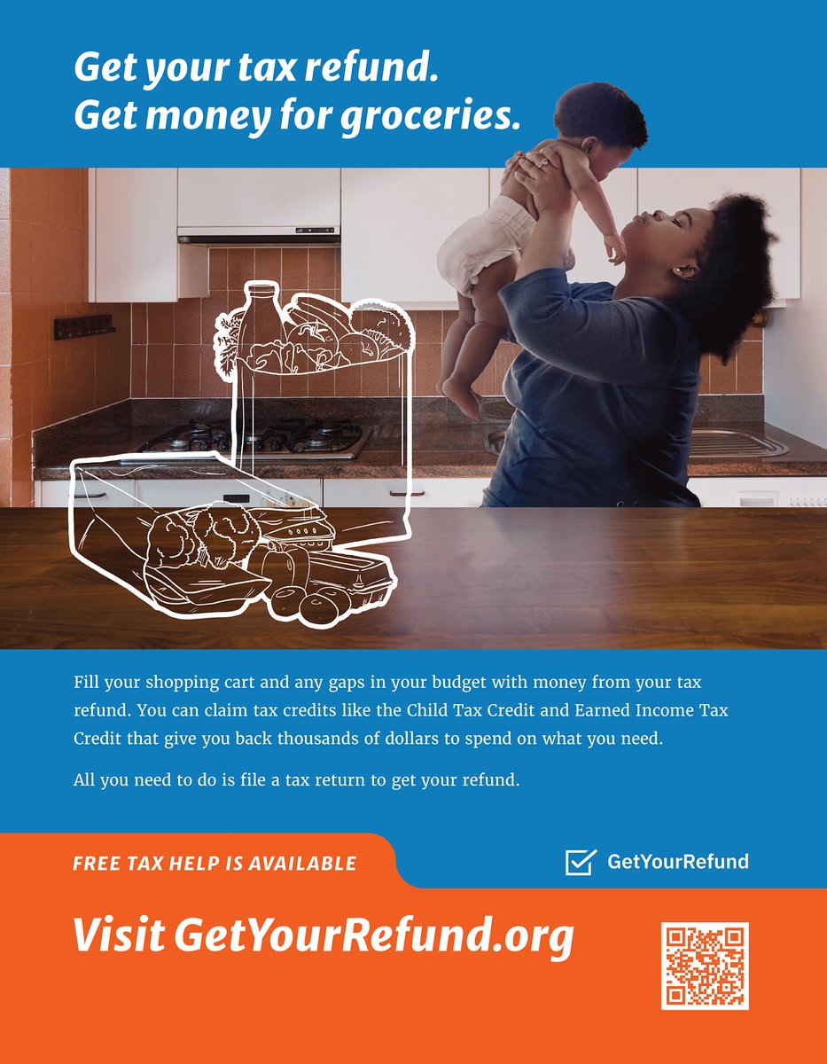 Getting back thousands of dollars in tax credits will help you put the things you need within reach. File a tax return to get money for groceries, gas, childcare, and more. Free tax help is available at GetYourRefund.org
