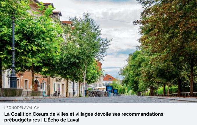 « alors que l’annonce de l’élaboration d’une stratégie québécoise pour la vitalité des centres-villes est espérée ce printemps, la Coalition s’attend à ce que le gouvernement maintienne son engagement financier pour la relance des centres-villes »  🔗lechodelaval.ca/actualites/soc…