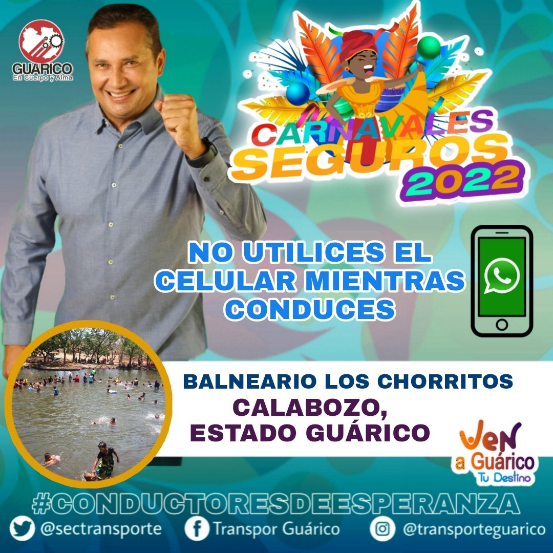 Te invitamos a disfrutar de los sitios turísticos que  brinda el estado Guárico, con responsabilidad al volante.

#ConductoresDeEsperanza
#TransporteGuárico
#EnCuerpoYAlma
#Guárico