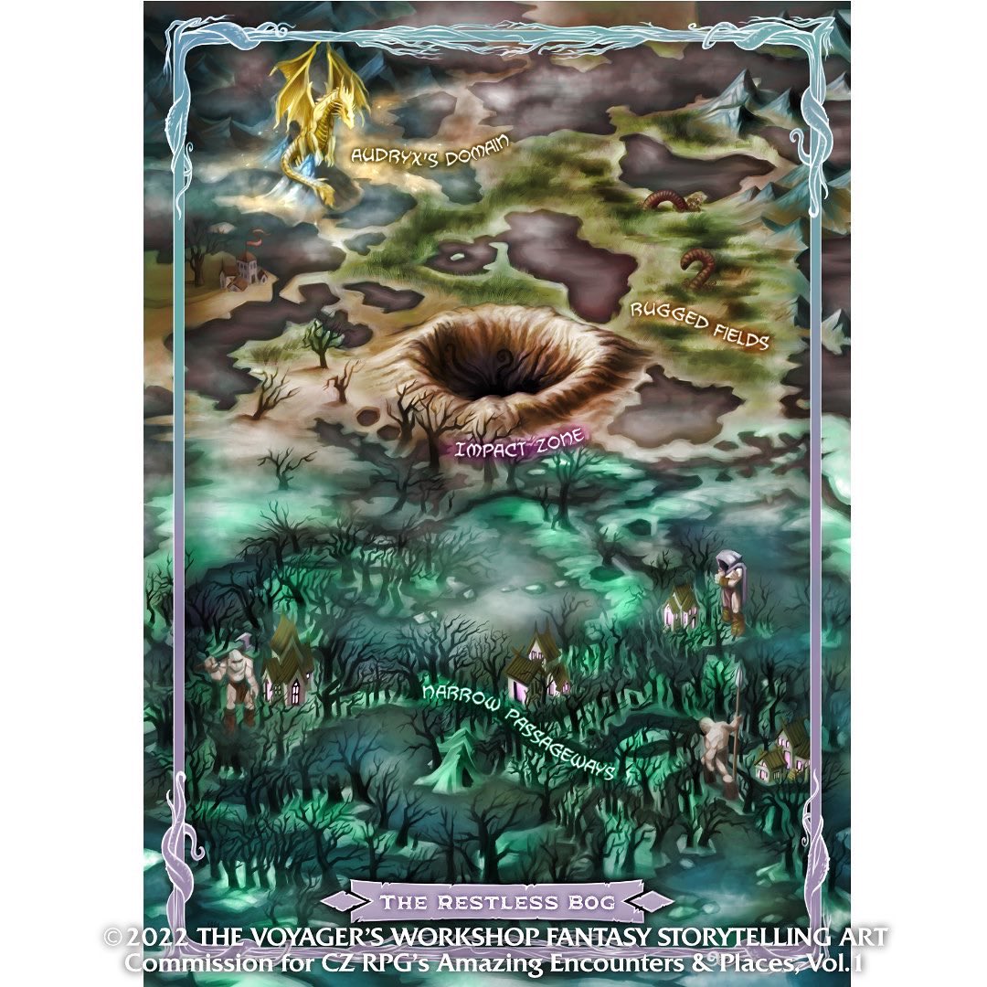 wfgWorkshop's tweet photo. Pushing my map painting skills in interesting directions with this fourth commission for @AmazingDnd and their Amazing Encounters &amp; Places Volume 1! A real pleasure working with them!
#makingmaps #fantasymaps #ttrpg #dnd #5e #commission #cartography #painting #digitalart https://t.co/dwtU7RuL3v