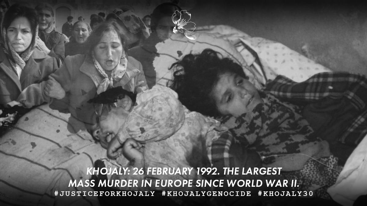 CurrentNews_EN's tweet photo. 30 years passed from the #Genocide in #Khojaly town of #Azerbaijan perpetrated by the armed forces of #Armenia. Those responsible for this brutal genocide must be brought to #justice. 
#Khojaly30 #JusticeforKhojaly #KhojalyGenocide https://t.co/UHn8Zv4Wir