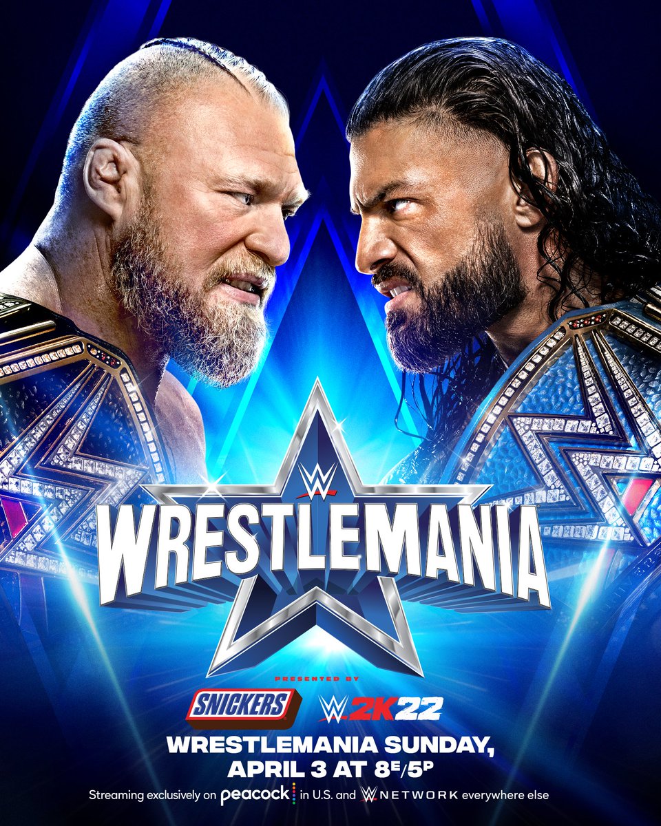 WWE's tweet photo. BREAKING NEWS: @WWERomanReigns and @BrockLesnar's Title for Title, Winner Take All Match is officially slated for #WrestleMania Sunday.
https://t.co/4SOnuMKdxQ https://t.co/2HquXyjMk5