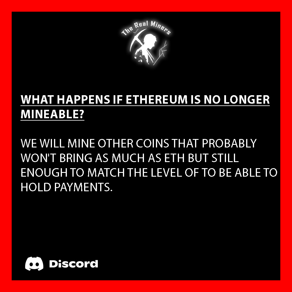 What happens if ETH is no longer Mineable?

linktr.ee/therealminersN… 

#therealminers #NftNews #nftmagazin #cryptomining #cryptominer