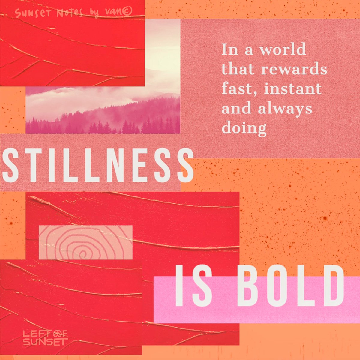 van_cooley's tweet photo. By pausing regularly you make room for deeper connection to joy, wisdom, creative flow, time, clarity, compassion, energy, abundance. The world needs more love and care, not pain and despair. #sunsetnotes #stillness #lovenotwar https://t.co/MoB3VYFxch