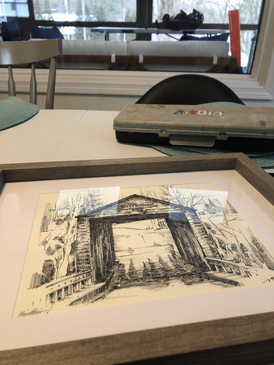 VinnieRicasio's tweet photo. Doing some personal framing and matting on a new original piece.

#BullsBridge #CoveredBridge #Kent #CT #NWC #PenAndInk #Drawing #Art https://t.co/iSrnq1KFx0