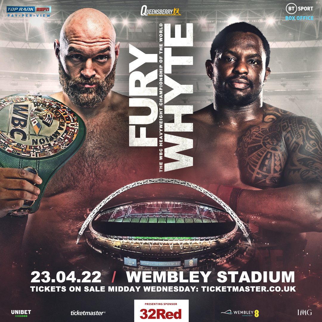 Pair Of Tickets To Tyson Fury Vs Dillian Whyte –