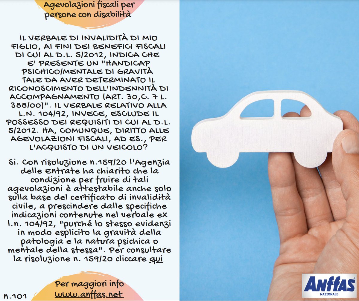 AnffasC's tweet photo. 🎉🎉🎉 E sono 💯 🎉🎉🎉

Felici di pubblicare le prime 100esime #pilloleinformative di @AnffasOnlus sul tema delle #agevolazionifiscali per l'acquisto di #immobili per #personecondisabilità e famiglie 🏠💰👨‍👩‍👧👩‍👦👨‍👦

Enjoy! 🤗

#anffas #disabilità #acquistocasa #serviziosai https://t.co/aGTC3j4Sju
