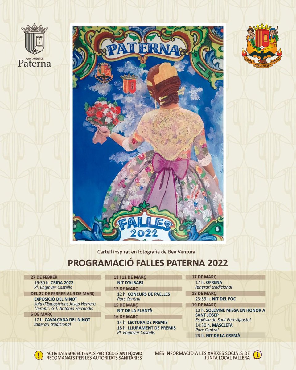 📢 Vos presentem el cartell anunciador de les #falles2022 amb la programació de tots els actes dels dies més fallers de l'any 😍🔥

📸 Agafeu l'agenda i comenceu a reservar els dies assenyalats 😉