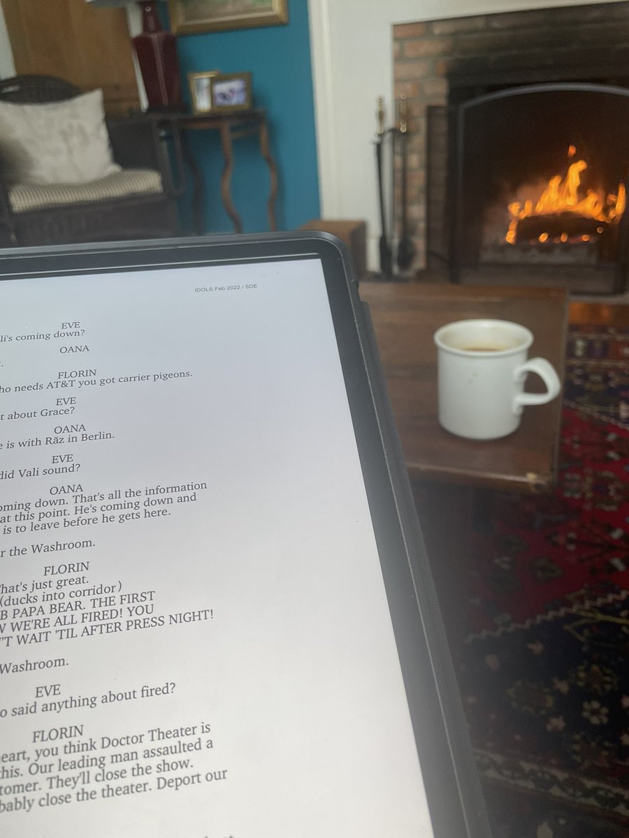 Rtreatwilliams's tweet photo. Good play by a friend a good fire. Good storm Good coffee. All is well https://t.co/hQ6sNhJktT
