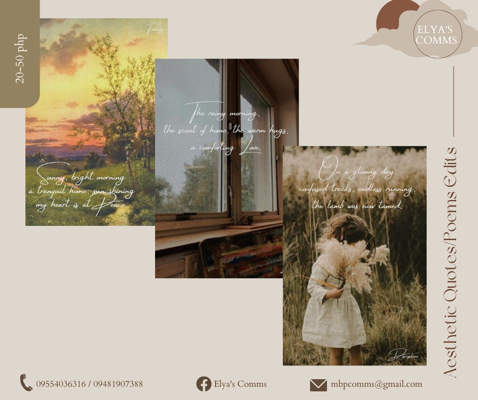 CommissionsMbp's tweet photo. Hi! I do poems, aesthetic collage, moodboards, and simple book covers! Pm if interested ^.^

#academiccommissions #acadhelp https://t.co/4acwaHlCiX
