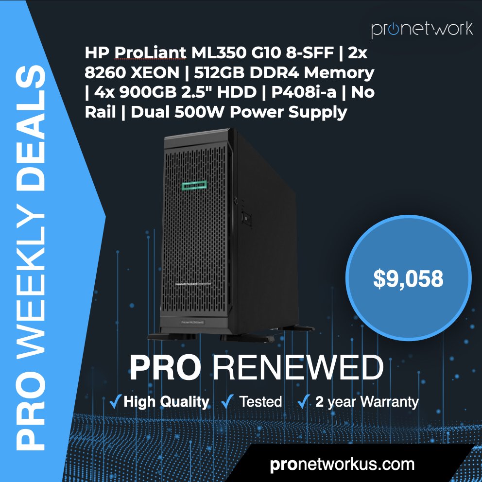 ProNetworkus01's tweet photo. Find out how a Pro Renewed HP Proliant ML350 G10 8-SFF can empower your business!

Learn more: https://t.co/pJqzdz17Ql

#pronetwork #cisco #CiscoRefurbished #switches #ciscoswitches #routers #ciscorouters #servers #ITHardware https://t.co/f77xsooR24
