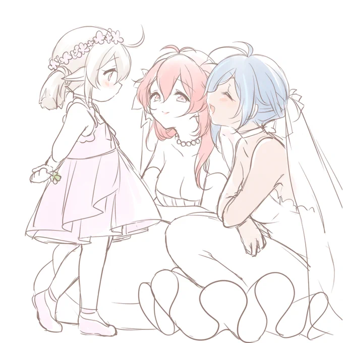 早く結婚して幸せになってくれの気持ちで描いたにょたゆりディルガイちゃんたち
#ディルガイ #luckae 