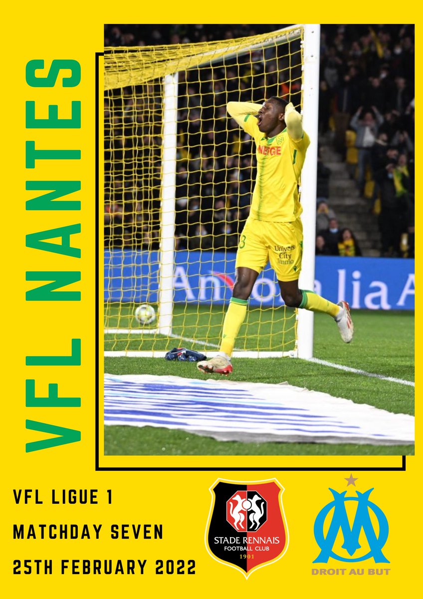 🟡 𝐌𝐀𝐓𝐂𝐇𝐃𝐀𝐘 🟢

We kick off the final weekend of the season with 2 hugely important games tonight!

🆚 - @VFLSRFC (H)
🏟 - Stade de la Beaujoire
⏰ - 20:00 🇬🇧 21h00 🇫🇷

🆚 - @VFLMarseille_ (A)
🏟 - Stade Vélodrome
⏰ - 20:45 🇬🇧 21h45 🇫🇷

<a href="/TheVFL_/">VFL</a> | #AllezNantes🔰