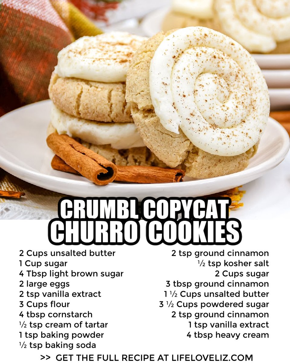 LifeLuvLiz's tweet photo. Learn how to make Crumbl Churro Cookies with our easy copycat recipe! These addictive cinnamon sugar cookies are tender with crisp edges.

Get the FULL recipe >> https://t.co/9GNLmm9tnm https://t.co/zTom73g2PP