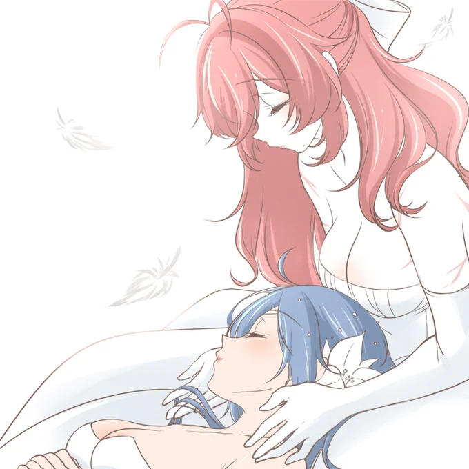 早く結婚して幸せになってくれの気持ちで描いたにょたゆりディルガイちゃんたち
#ディルガイ #luckae 