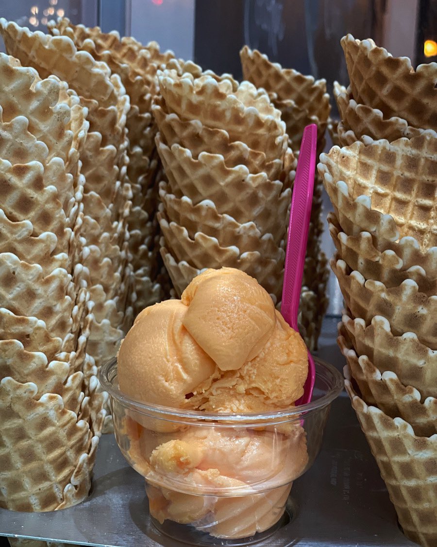 GeorgesIceCream's tweet photo. Happy Friday! You can’t go wrong when choosing between a waffle cone or cup. Waffle cones made daily at George’s! https://t.co/rcmhFtF2uh