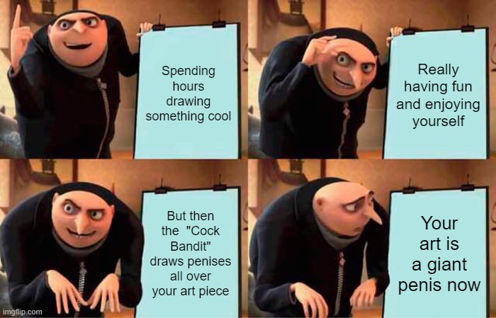 samisa_btc's tweet photo. @CryptoGraf_Art The Cock Bandit strikes again! #memesfromthecanvas #cryptograf https://t.co/jrOsBu7jxM