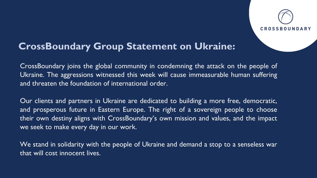 CrossBoundary joins the global community in condemning the attack on the people of #Ukraine. 

Read our full statement: