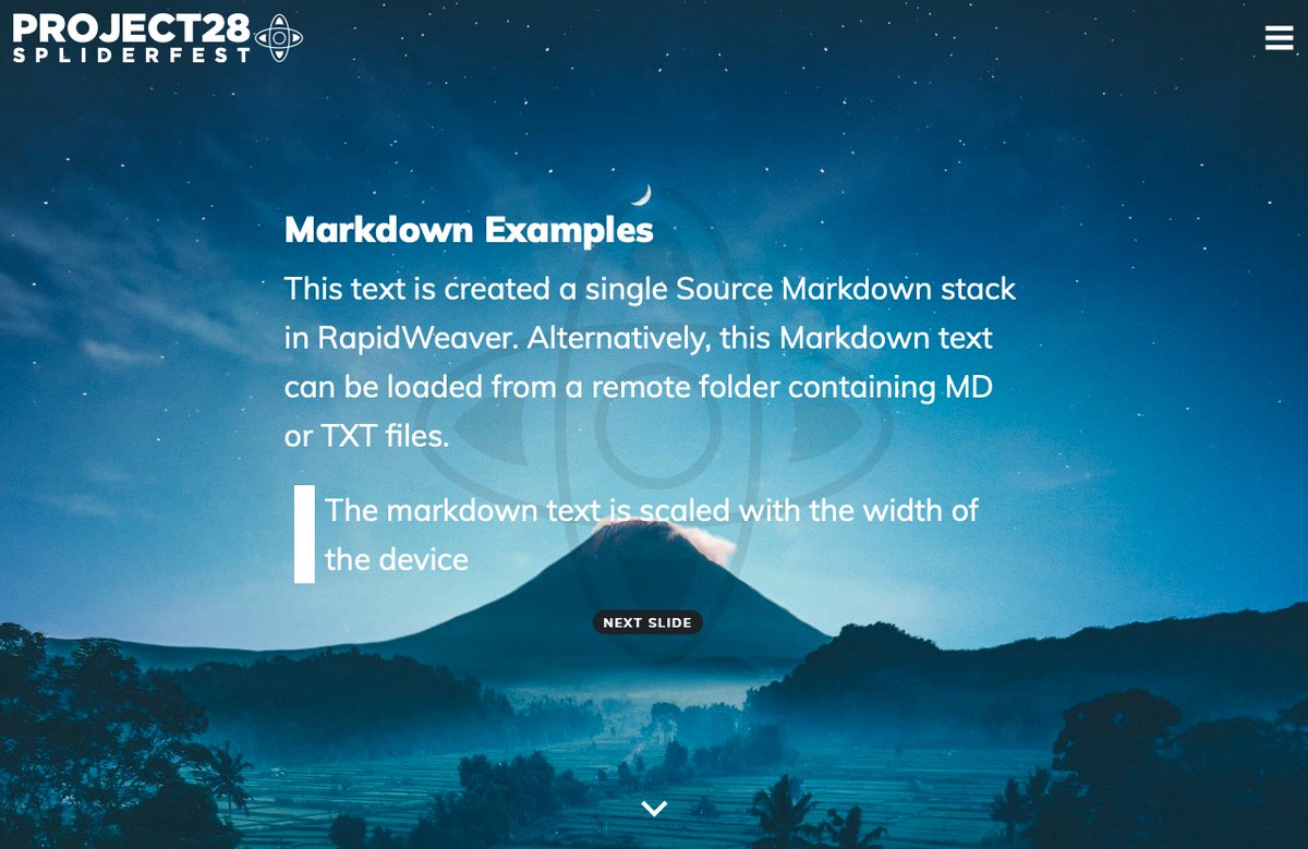webdeersign's tweet photo. Need to build a website with full page web site with horizontal scrolling, or vertical or a mix of both? Check out the Webdeersign Project28 for #RapidWeaver #Stacks using SOURCE "micro" framework #habitualshaker https://t.co/PySkbmnNue https://t.co/jtyveAgPDV