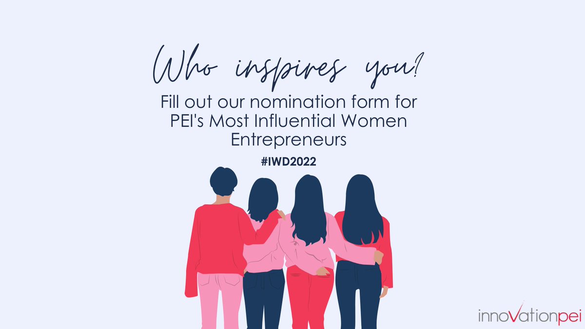 Innovation_PEI's tweet photo. #InternationalWomensDay is almost here! March 8th is a day marked to celebrate women's achievements, raise awareness against bias, and take action for equality.
Nominate someone for our Most Influential Women Entrepreneurs campaign today: https://t.co/Yml4QhJiQ2 https://t.co/uAosl9JJBb