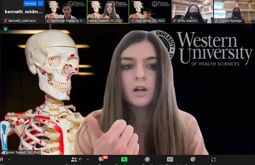 CjusdCte's tweet photo. On 2/23, The Hippocrates Circle Kaiser Permanente program consisted of Western University med students joining JBMS students virtually for Anatomy 101. Students engaged in movement activities, as well as a robust ongoing chat where JBMS students asked thoughtful questions. #CJUSD https://t.co/6HcObKhjTg