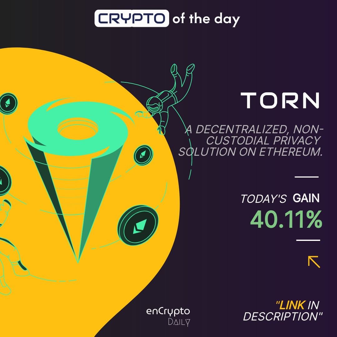 enCryptoDaily's tweet photo. Tornado Cash is a #decentralized, non-custodial privacy solution built on #Ethereum 

#crypto #bitcoin #cryptocurrency #blockchain #btc #forex #trading #money #cryptotrading #bitcoinmining #cryptonews #cryptocurrencies #investing #investment #bitcoinnews #bitcoins #eth #invest https://t.co/bRRatywtwj