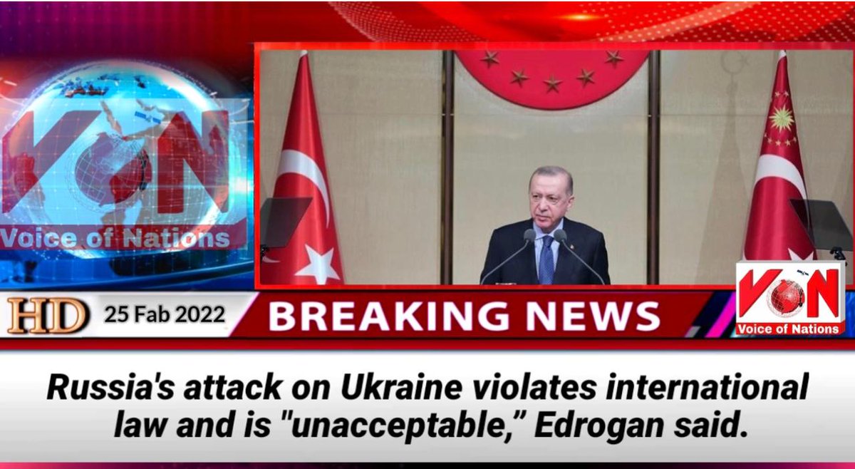 VoiceOfNations7's tweet photo. Russia's attack on Ukraine violates international law and is "unacceptable,” Edrogan said.
#VoiceOfNations https://t.co/dABz0ClyDg