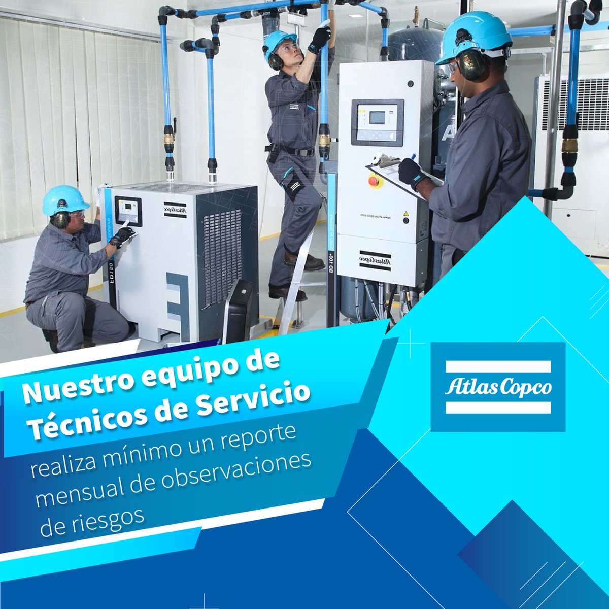 AtlasCopcoCol's tweet photo. Nuestros Técnicos de Servicio están comprometidos con la mejora continua del Sistema de Gestión de Seguridad y Salud en el Trabajo y con el reporte de condiciones que pueden mejorar para garantizar la Seguridad y Salud de nuestros colaboradores y clientes.
#AtlasCopcoColombia https://t.co/CBzS23iWhG