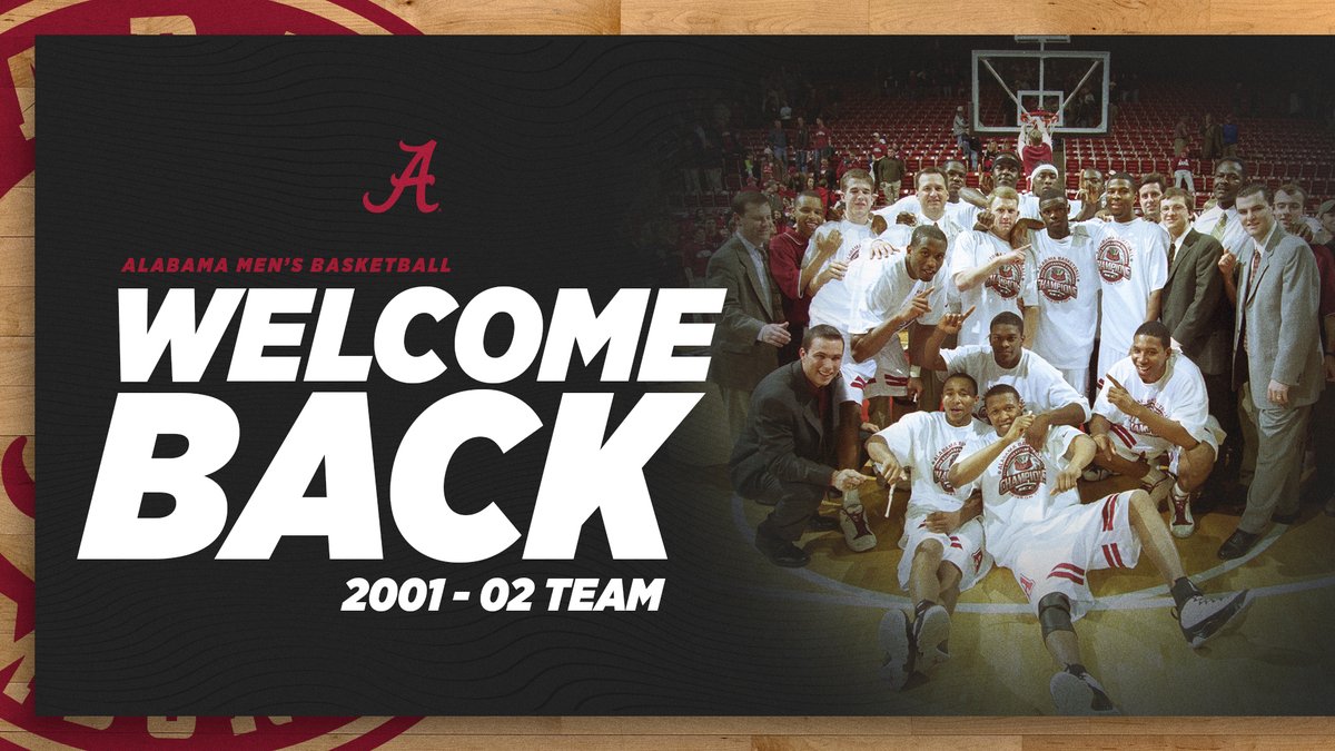 AlabamaMBB's tweet image. Excited to welcome home the 2001-02 team for a special halftime ceremony !!

#RollTide | #BlueCollarBasketball