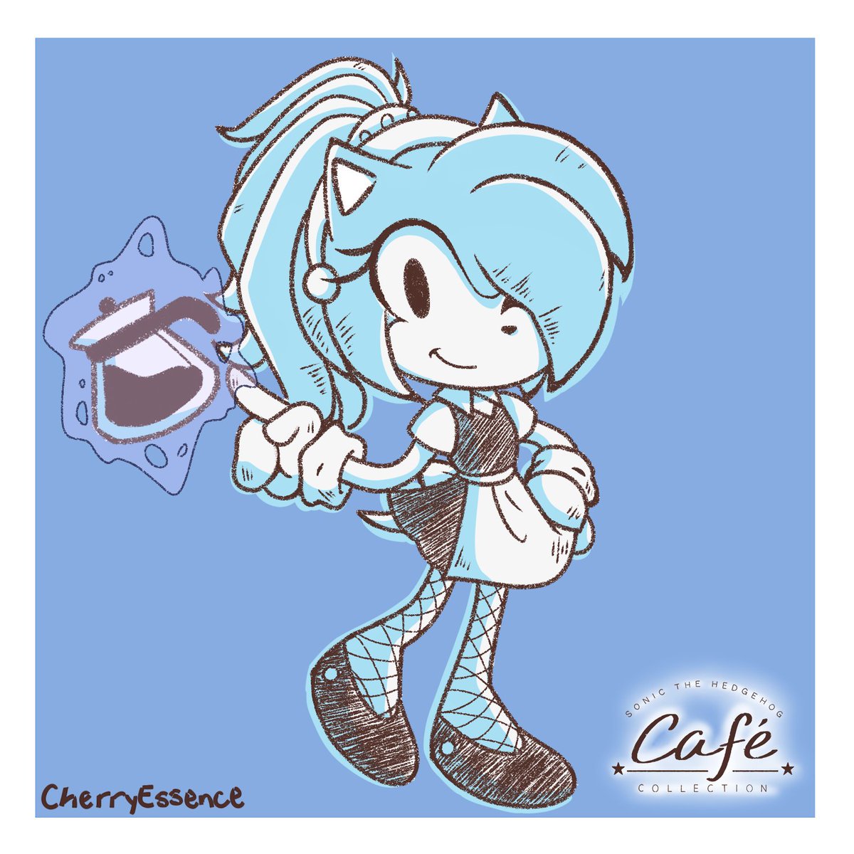 "More coffee?" ☕🥐
This is the first time I try a trend #soniccafe 
I wanted it to look as official as I can hehe ✨
She's Jady btw, my first ever #sonicfc 💖💞💖💞
#SonicTheHedgehog #sonicoc #digitalart