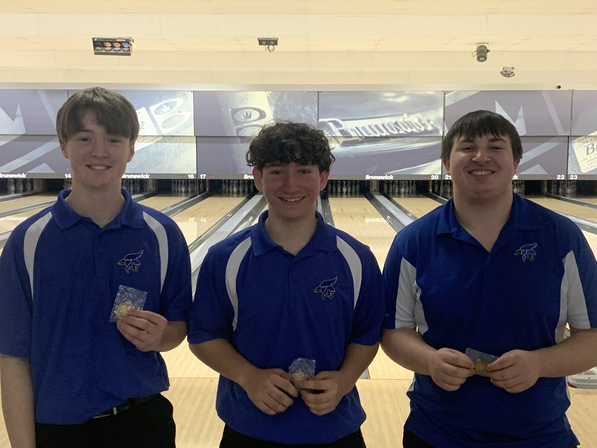 Congrats to our Boys Bowling team for capturing 1st place today  Regionals with a total pin count of 3524!
Regional Champion - Landyn Ziegenhirt - 725 series
4th place - Cael Smith - 675 series
9th place - Logan Lindsley - 632 series
<a href="/jchs_bowling/">JCHS Bowling</a> <a href="/USD475/">Geary County Schools USD 475</a> <a href="/JCBlueJayNation/">JCHS Blue Jay Nation</a>
