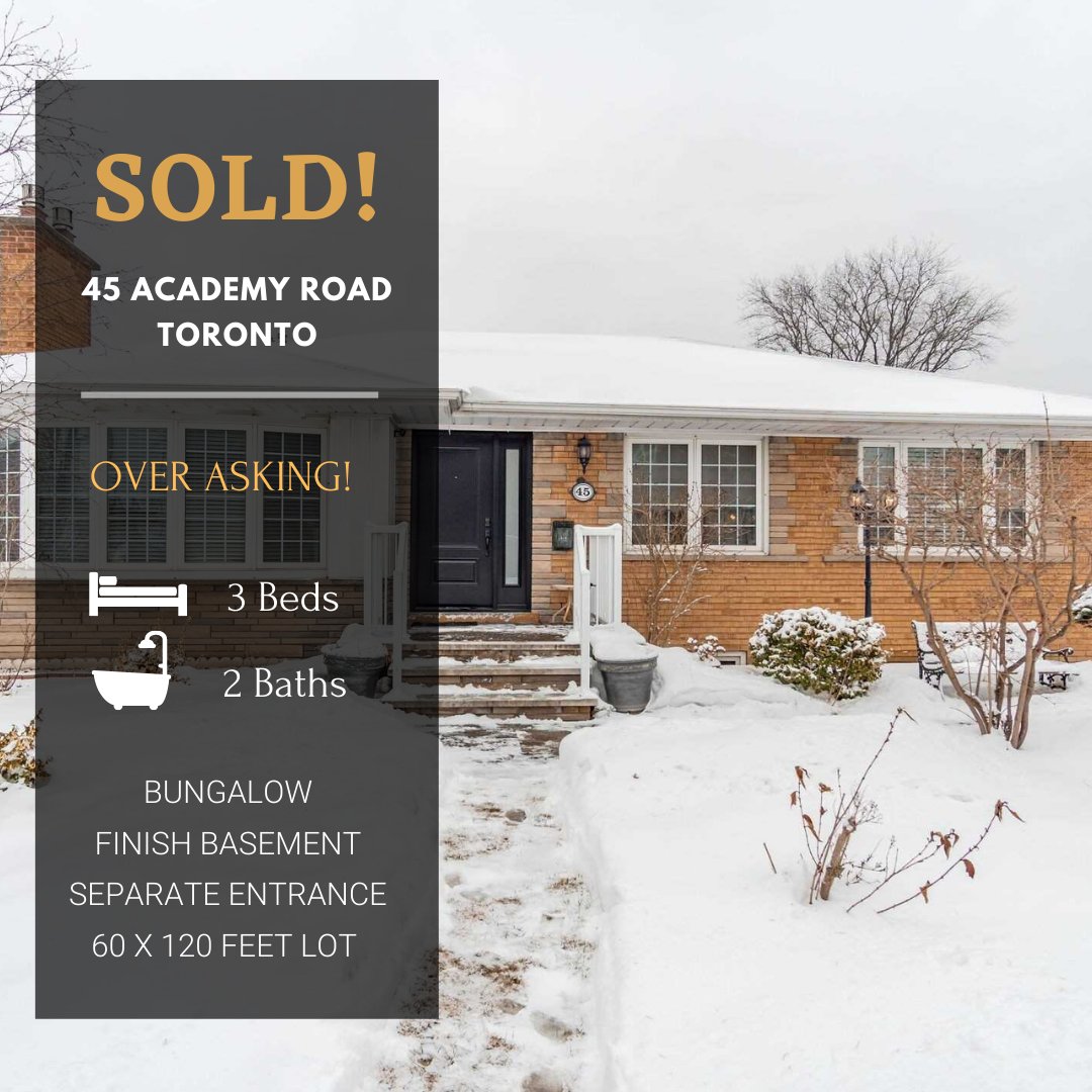 Hyman_Realty's tweet photo. SOLD! 45 Academy Road, #Toronto is sold and off the market. It's a 🔥#sellers market 🔥 Find out what your home is worth with our complimentary "VIRTUAL HOME EVALUATION"! For more info, email us at info@hymanrealty.com #sold #torontorealestate #hymanrealty https://t.co/2iIQGU7RAr