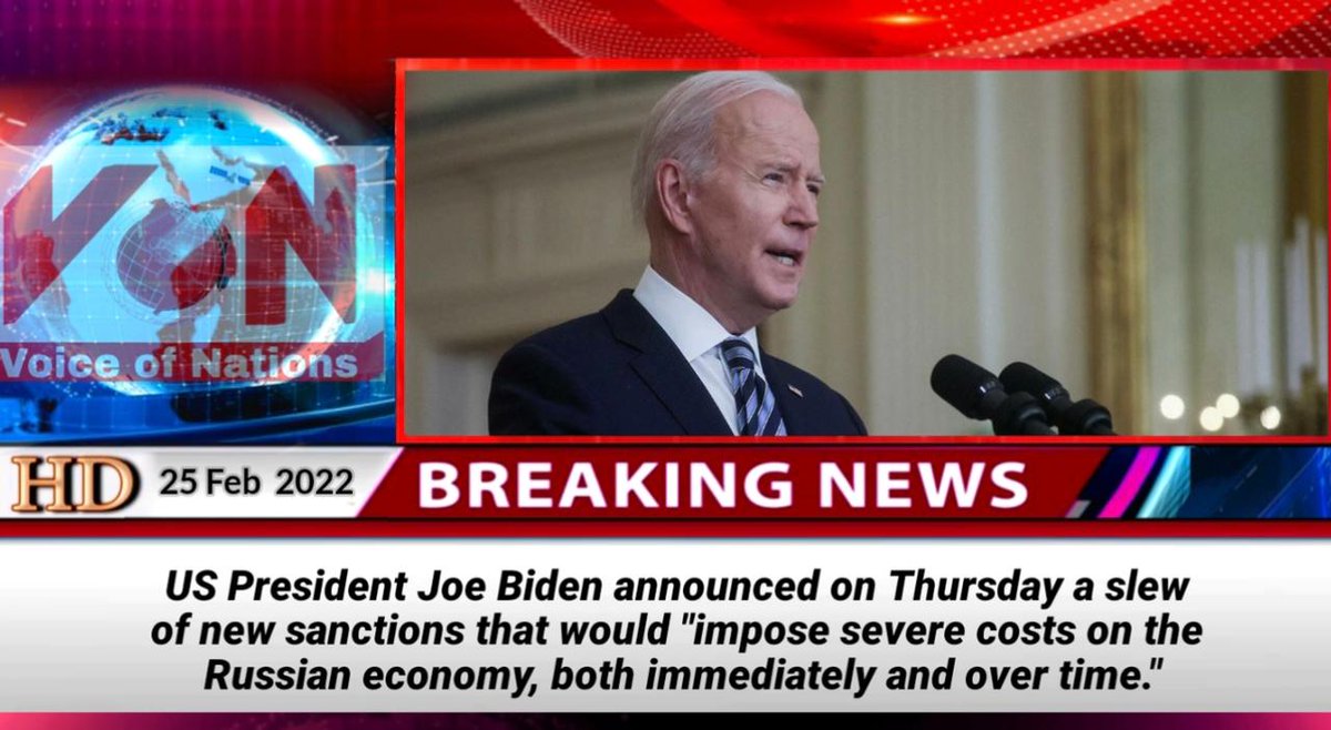VoiceOfNations7's tweet photo. US President Joe Biden announced on Thursday a slew of new sanctions that would "impose severe costs on the Russian economy, both immediately and over time."
#VoiceOfNations https://t.co/r2m18JmGDT