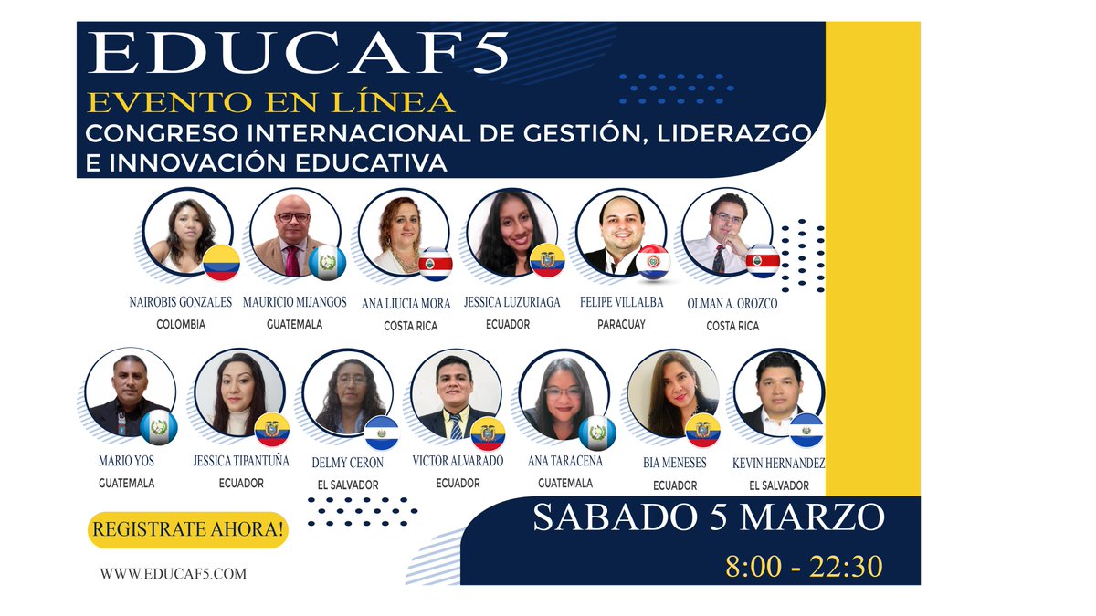 Educaf5C's tweet photo. Congreso Internacional Gestión, Liderazgo e Innovación Educativa
Jornadas
Cuando: 3-4-5 de marzo 2022, Horario: 3# 19.30-22.30
4#-5# 8.00 am 22:30 🤓
Via:Facebook live https://t.co/IRAbfLVuCY
inscríbete https://t.co/ZJkpNfuZBD… #formación #capacitacion #EDUCAF5 #Capacitación https://t.co/yX7jQPE7AE